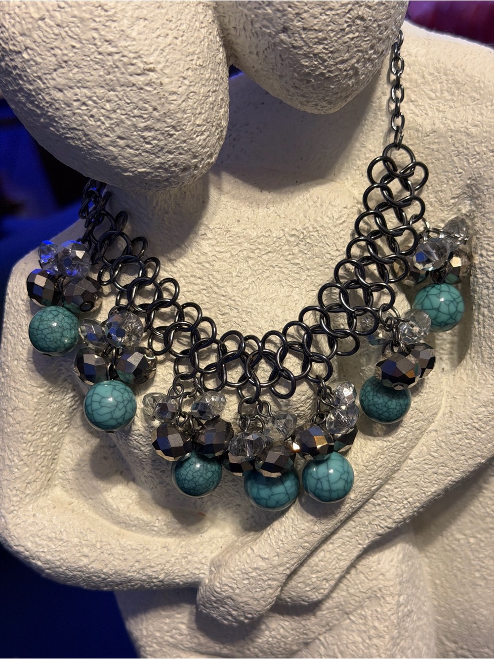 Turquoise Bead Statement Necklace - Women Jewelry